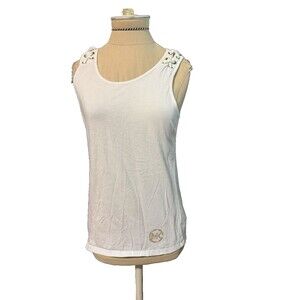 Michael Kors Women Scoop Neck Tank Top White Sleeveless S
